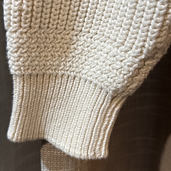 VINTAGE Eddie Bauer Sweater Henley Cream Ribbed Fisherman Crewneck Knit 80s - Picture 3 of 8